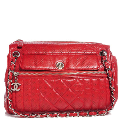 Chanel Aged Calfskin Perforated Large Tote Red 1 of 7