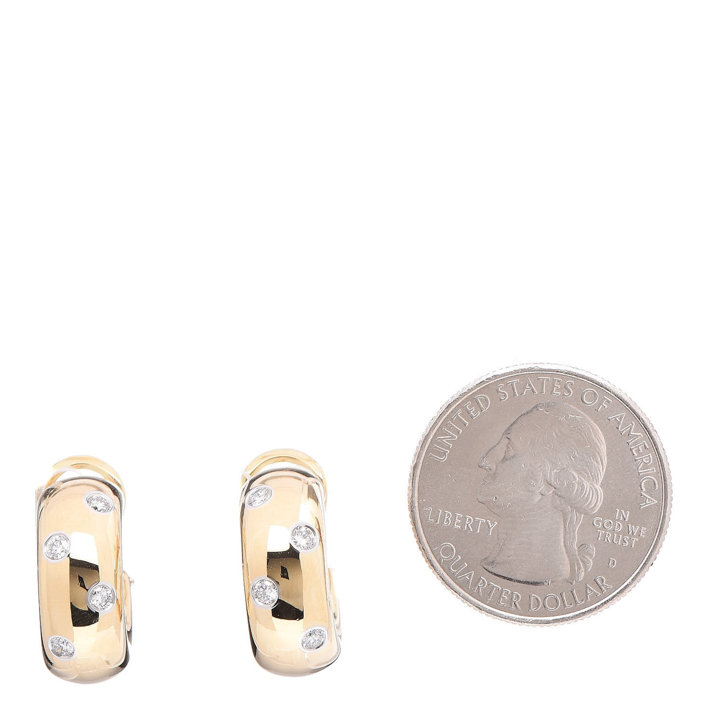 18K Yellow Gold Platinum Diamond Etoile Hoop Earrings
