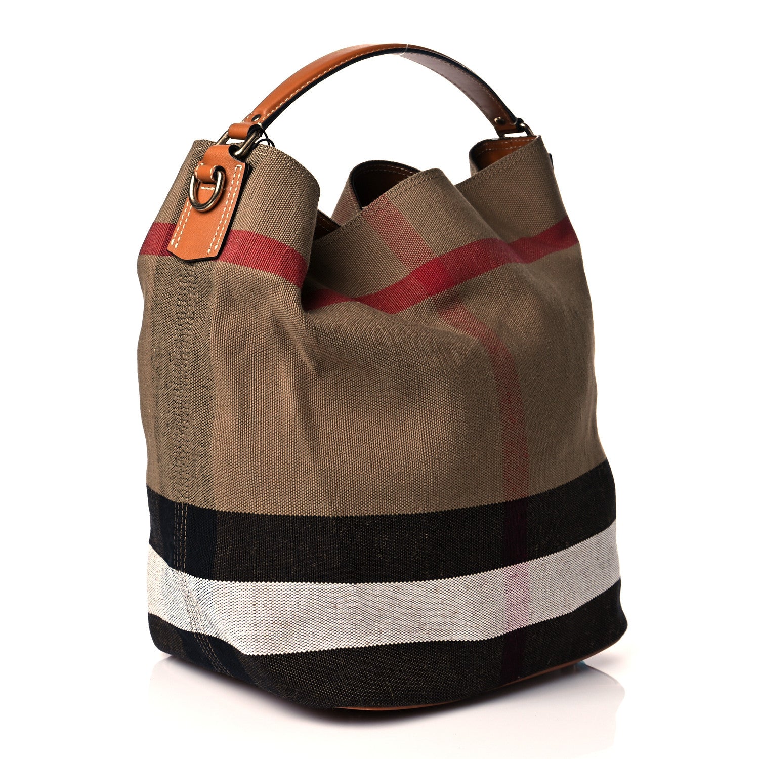 Burberry Canvas Mega Check Medium Ashby Hobo Saddle Brown 4 of 11
