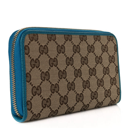 Gucci Monogram Dollar Calfskin Zip Around Wallet Beige Ebony Deep Cobalt 3 of 9