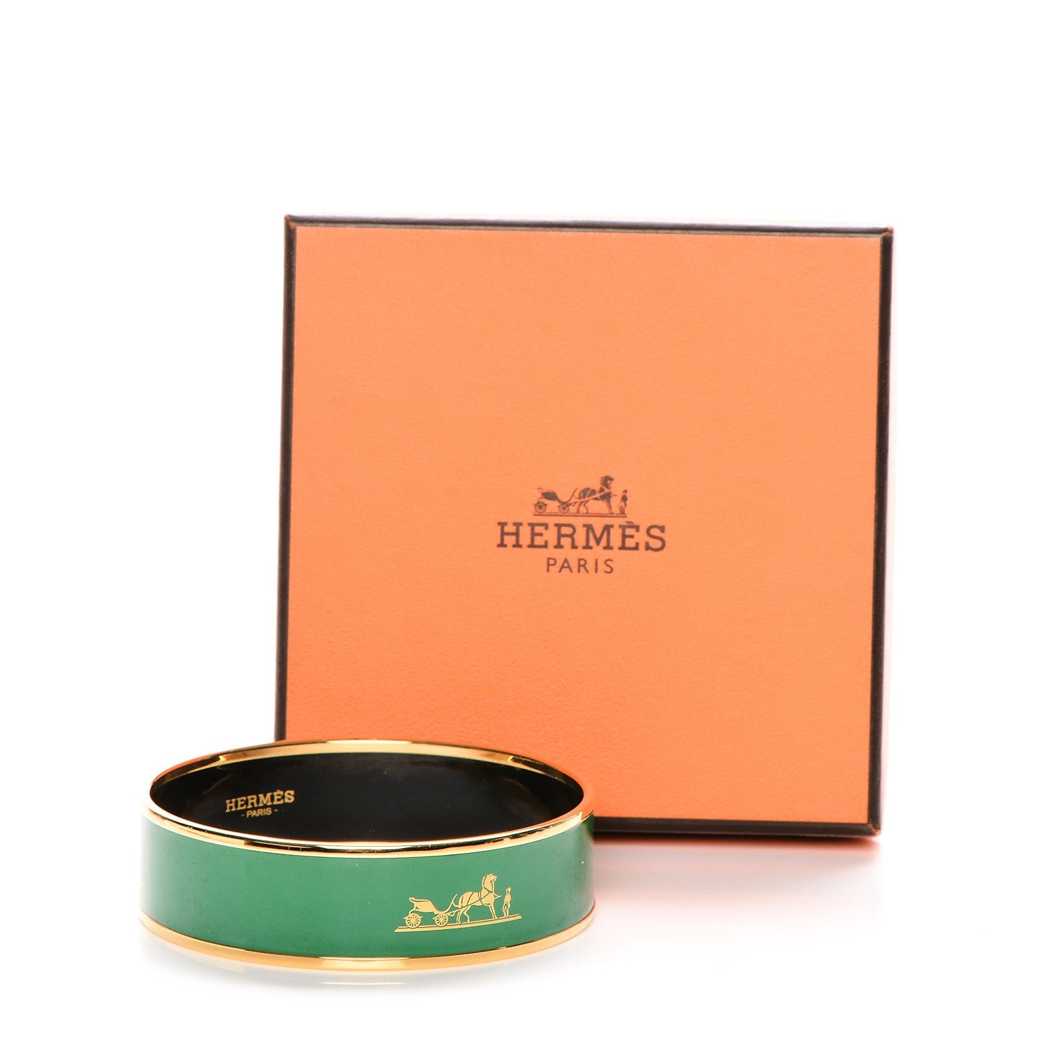 Hermes Enamel Wide Caleche Bracelet 65 Vert Sapin 6 of 6