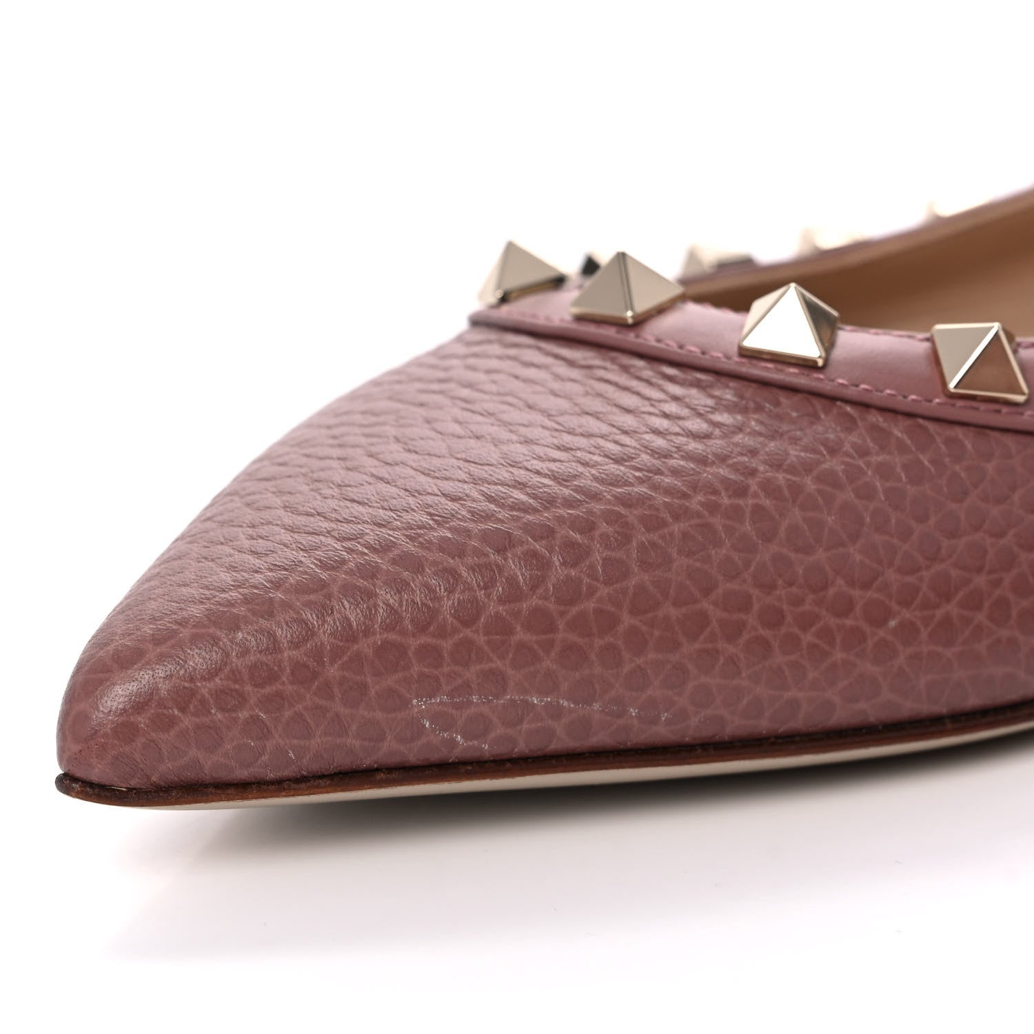 Valentino Garavani Pebbled Calfskin Rockstud Ballerina Flats 37 Dark Nude 10 of 12