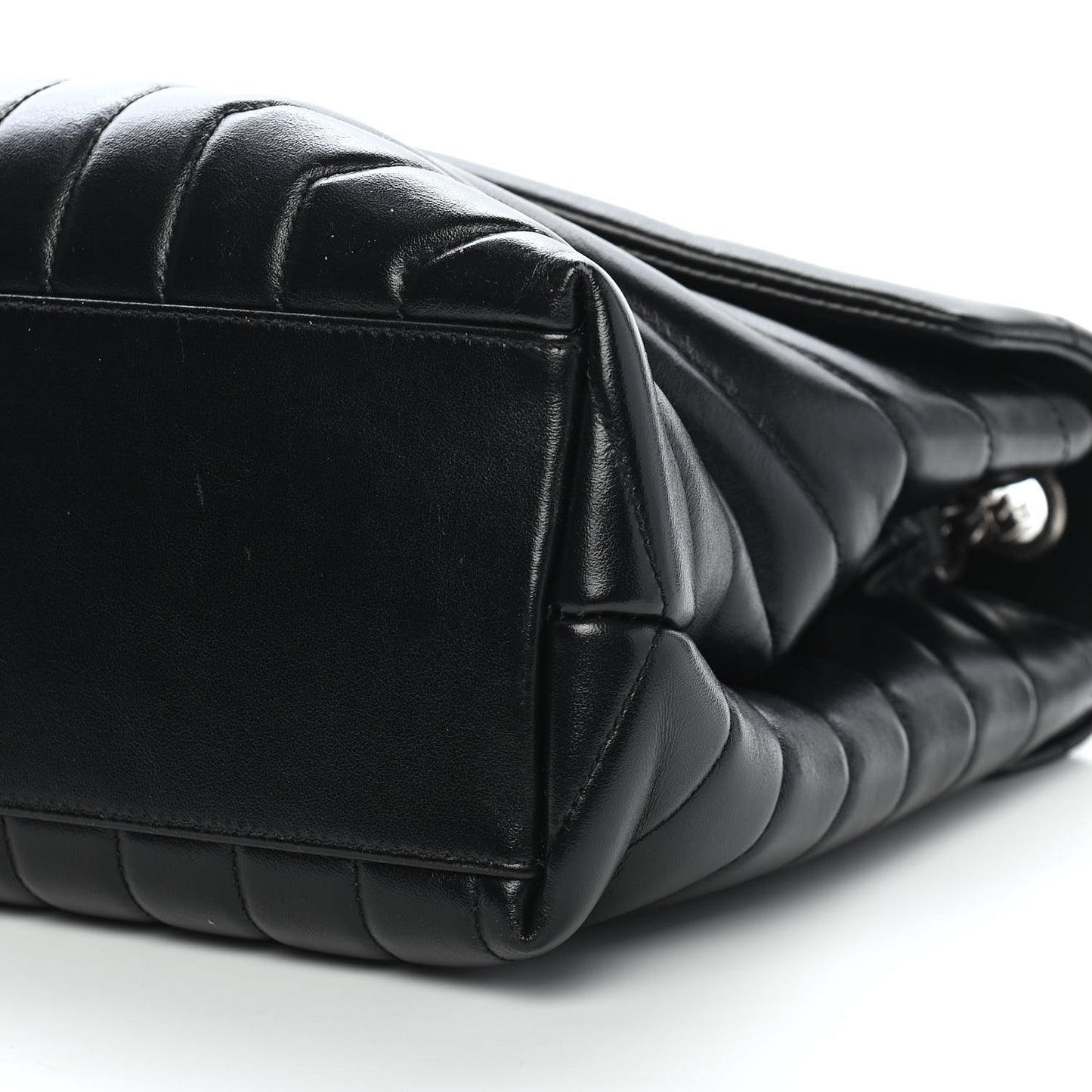 Calfskin Y Quilted Monogram Medium Loulou Chain Satchel Black