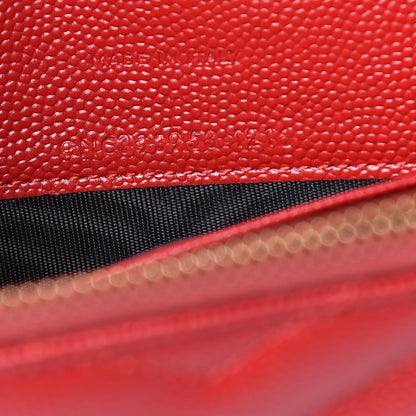 Saint Laurent Grain De Poudre Matelasse Chevron Monogram Envelope Chain Wallet New Red 8 of 12