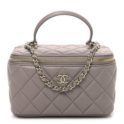 Chanel Lambskin Quilted Small Top Handle Vanity Case With Chain Dark Grey 1 of 10
