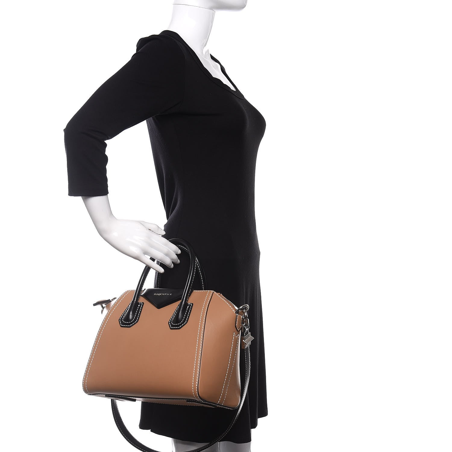 Givenchy Calfskin Small Topstitch Bi-Color Antigona Beige Black 3 of 11