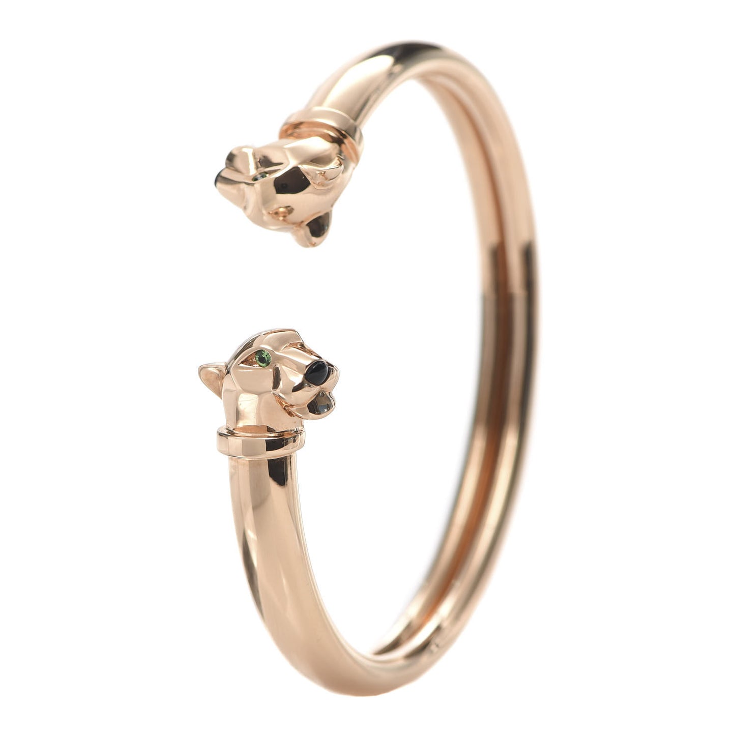 18K Pink Gold Tsavorite Garnet Onyx Panthère De Cuff Bracelet