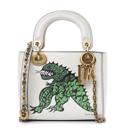 Christian Dior Calfskin Painted Niki de Saint Phalle Dragon Lady Dior Bag White 1 of 12
