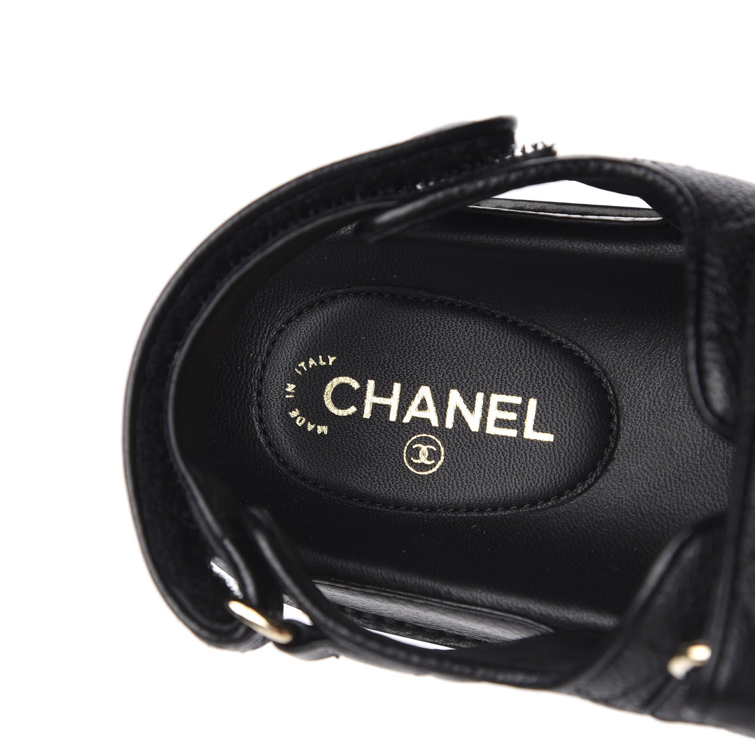 Chanel Grained Calfskin Velcro Dad Sandals 36 Black 8 of 11
