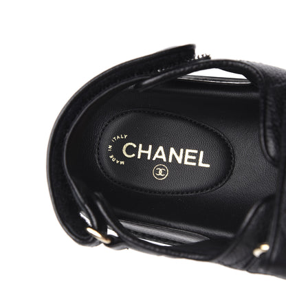 Chanel Grained Calfskin Velcro Dad Sandals 36 Black 8 of 11