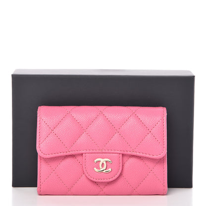 Chanel Caviar Quilted Flap Card Holder Pink 11 of 11