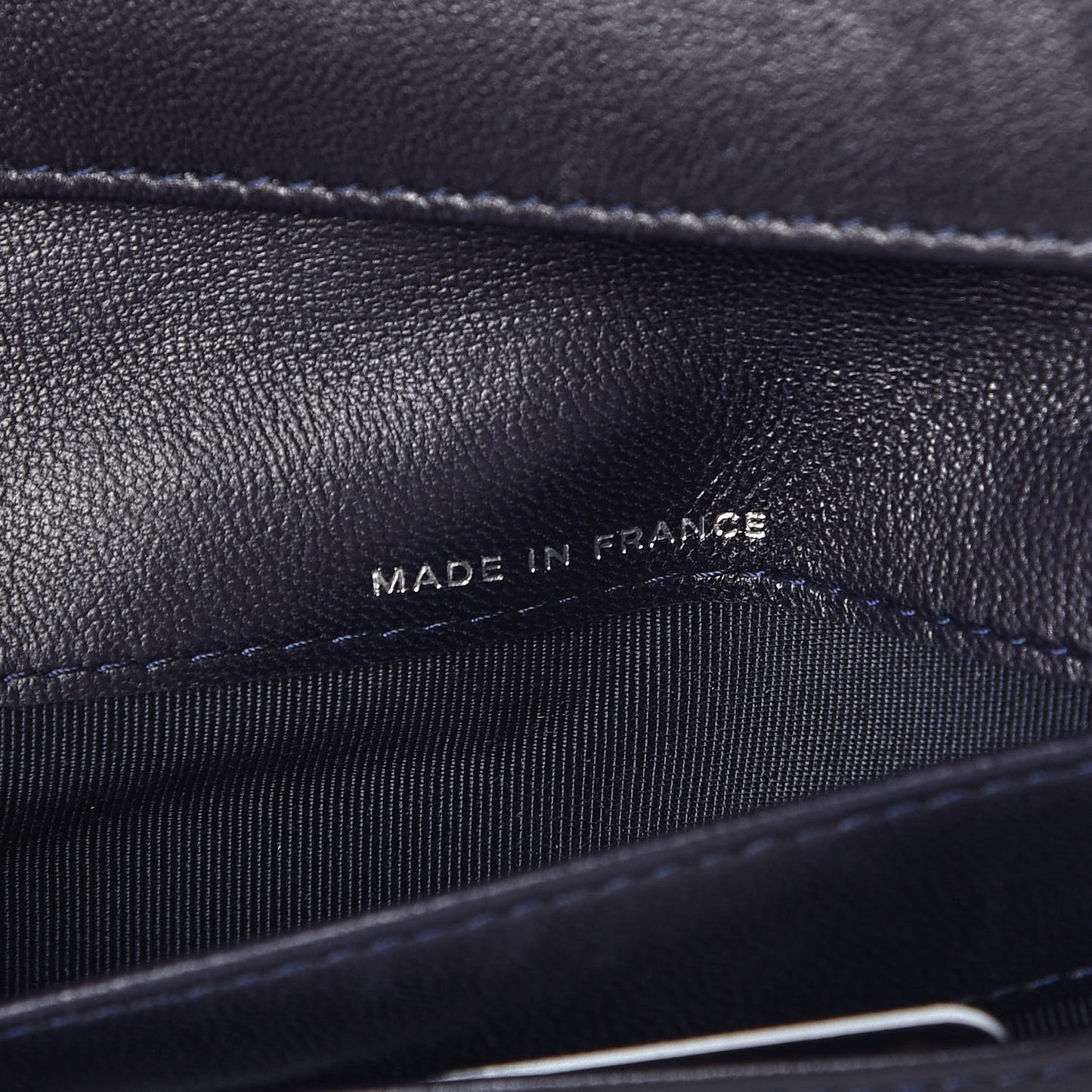 Lambskin Quilted Large Flap Wallet Navy