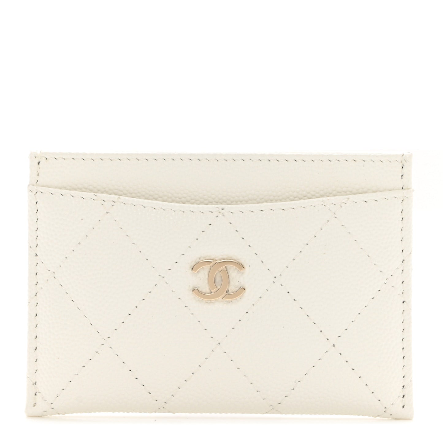 Caviar Quilted Card Holder White