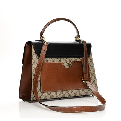 Gucci GG Supreme Monogram Calfskin Medium Padlock Top Handle Bag Beige Black Cuir 3 of 7