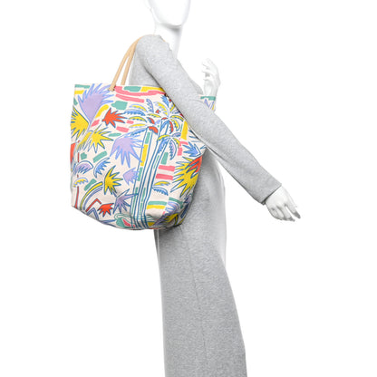Hermes H Canvas Palm Tree Beach Bag Corail Parme Rose 2 of 10