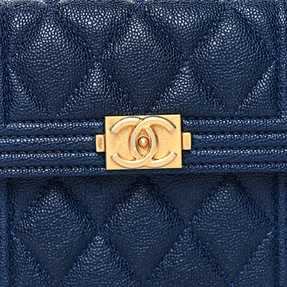 Chanel Caviar Quilted Small Boy Flap Wallet Blue 9 of 9