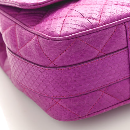 Chanel Elaphe Snakeskin Quilted Jumbo Easy Carry Flap Purple 9 of 11