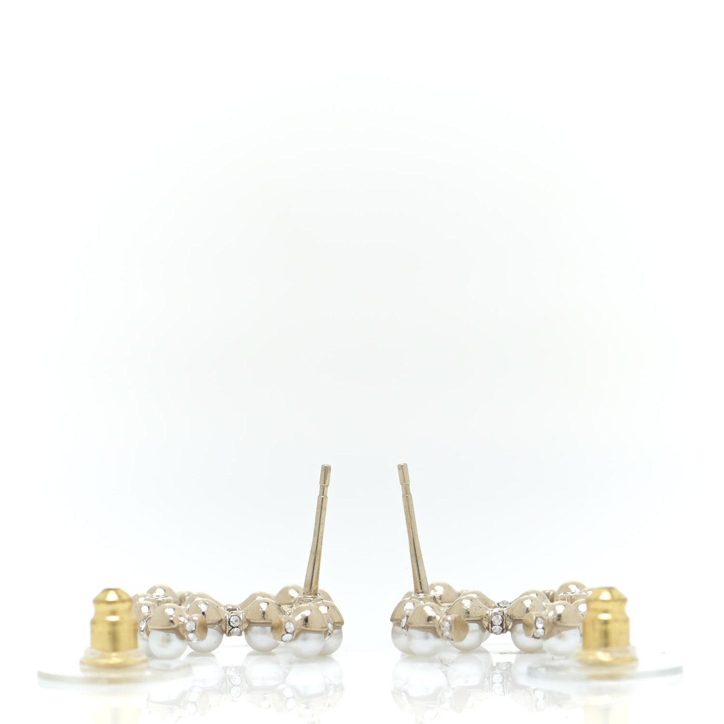 Pearl Crystal Nefertiti CC Earrings Gold
