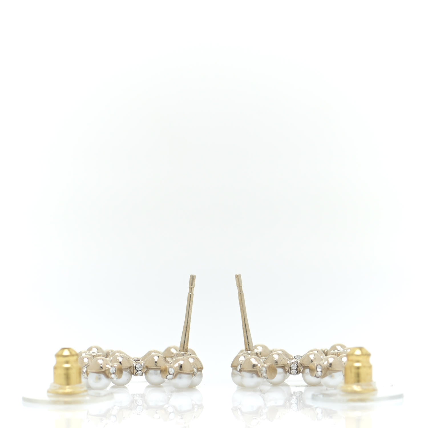 Chanel Pearl Crystal Nefertiti CC Earrings Gold 3 of 5