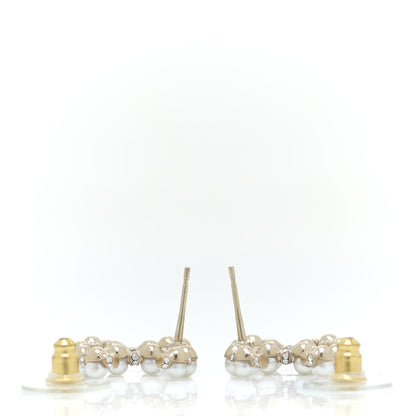 Chanel Pearl Crystal Nefertiti CC Earrings Gold 3 of 5