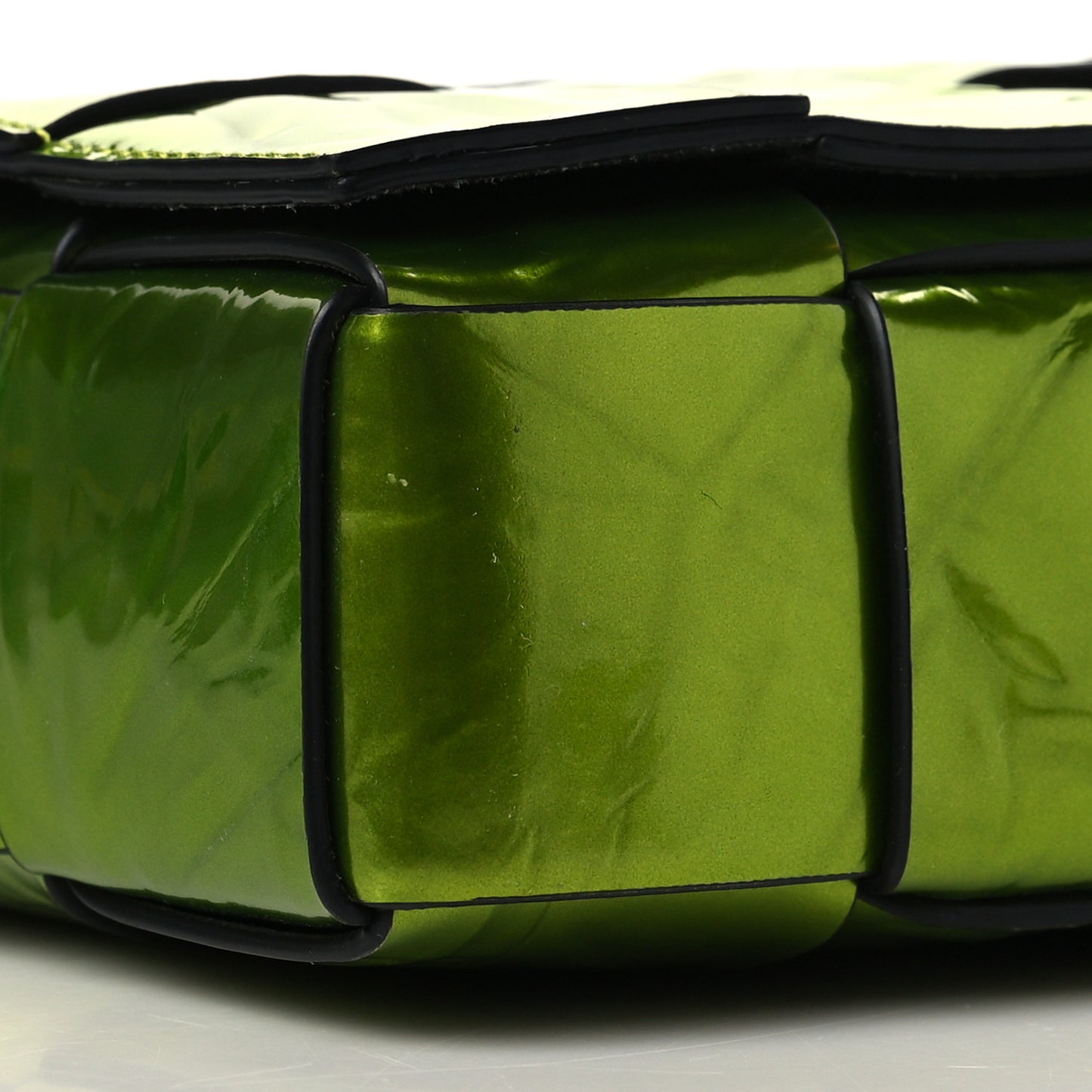 Metallic Crushed Calfskin Maxi Intrecciato Cassette Crossbody Bag Chlorophyll