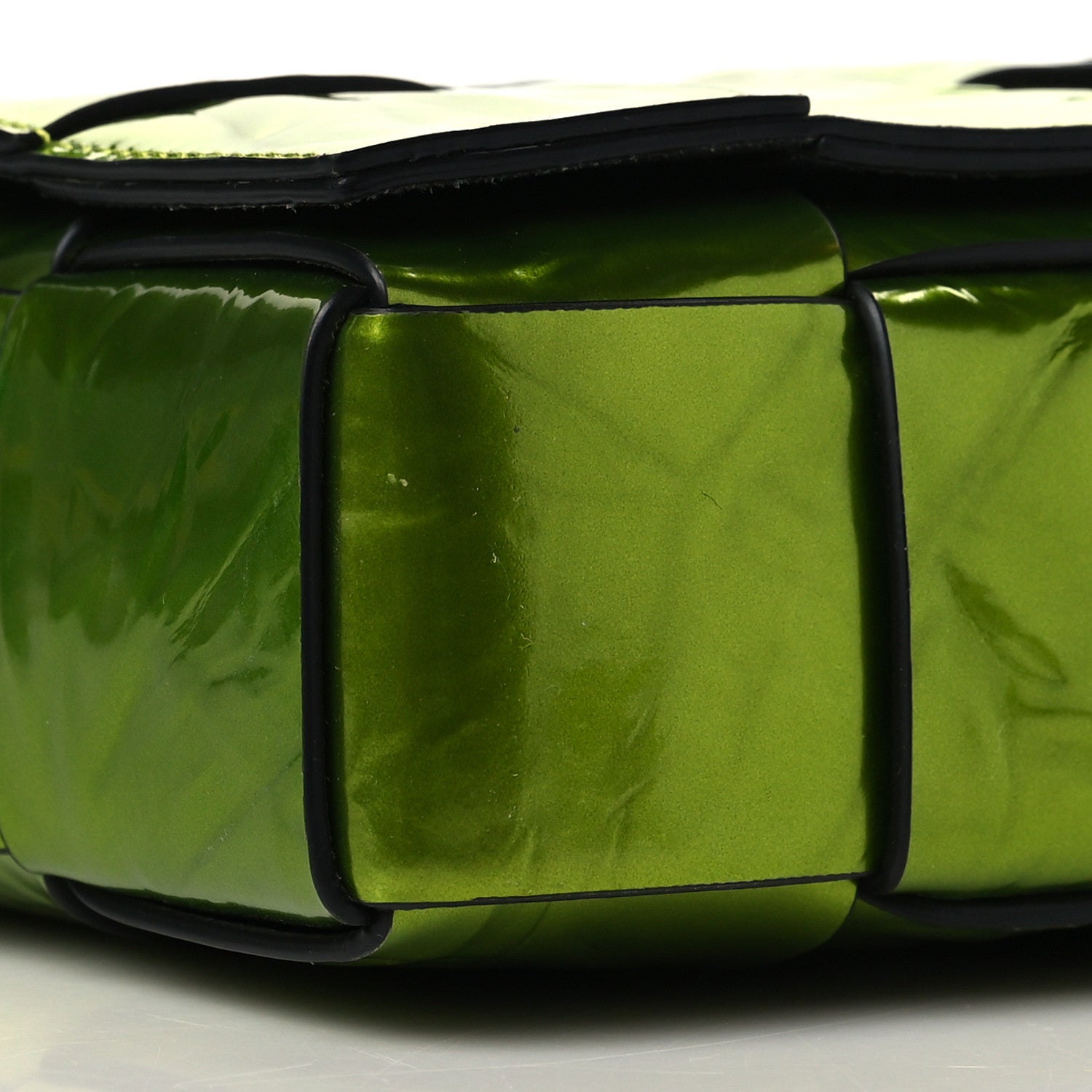 Bottega Veneta Metallic Crushed Calfskin Maxi Intrecciato Cassette Crossbody Bag Chlorophyll 8 of 9