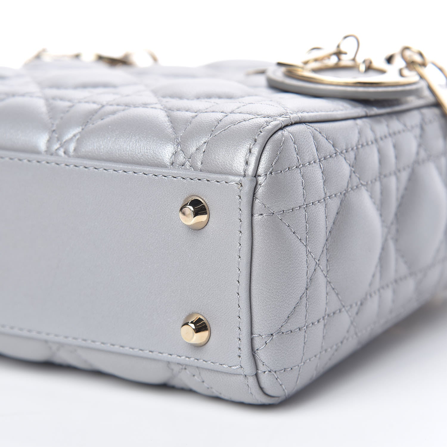Christian Dior Metallic Lambskin Cannage Mini Lady Dior Grey 9 of 19