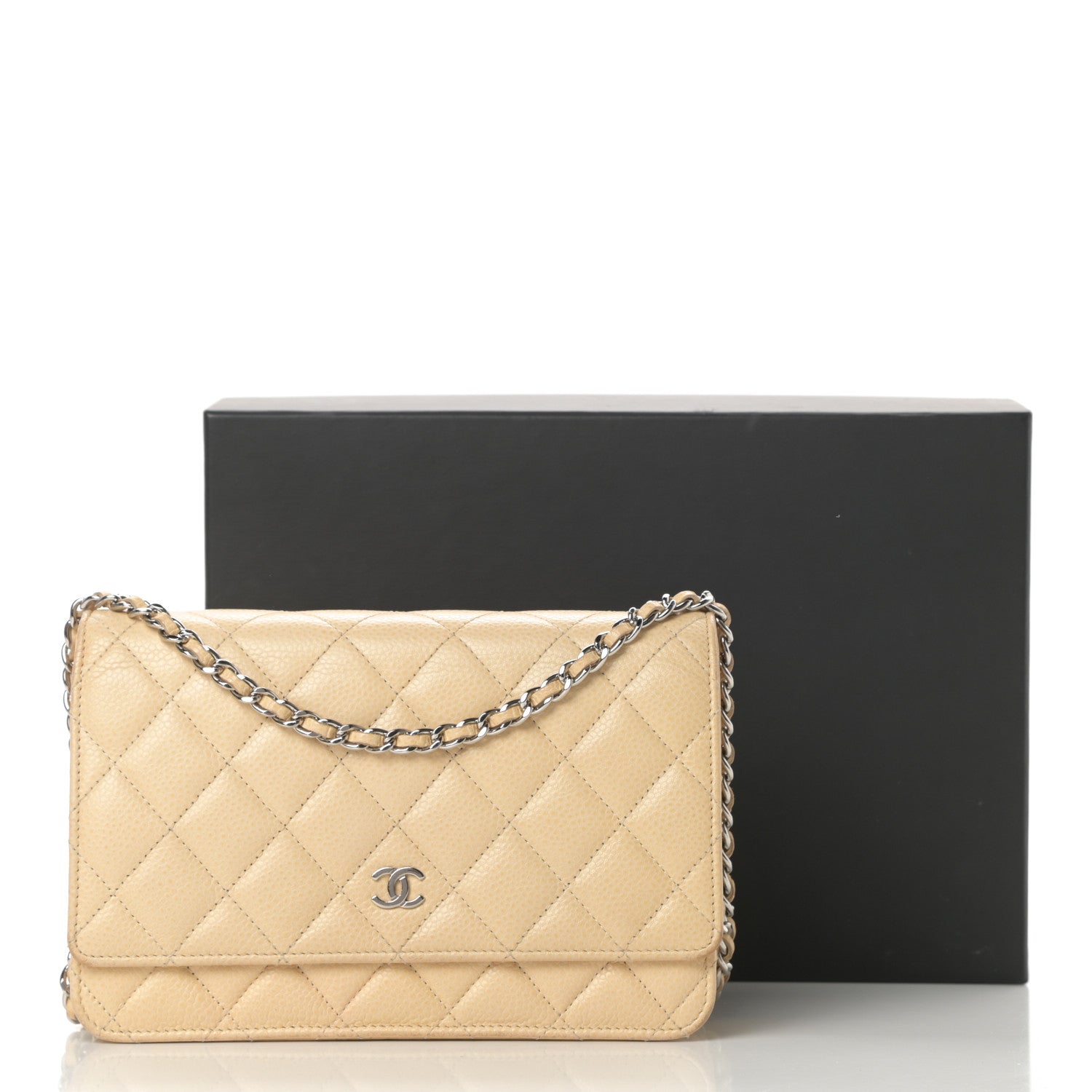 Chanel Caviar Quilted Wallet On Chain WOC Beige 17 of 17