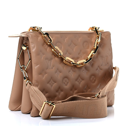Louis Vuitton Lambskin Embossed Monogram Coussin PM Camel 2 of 4