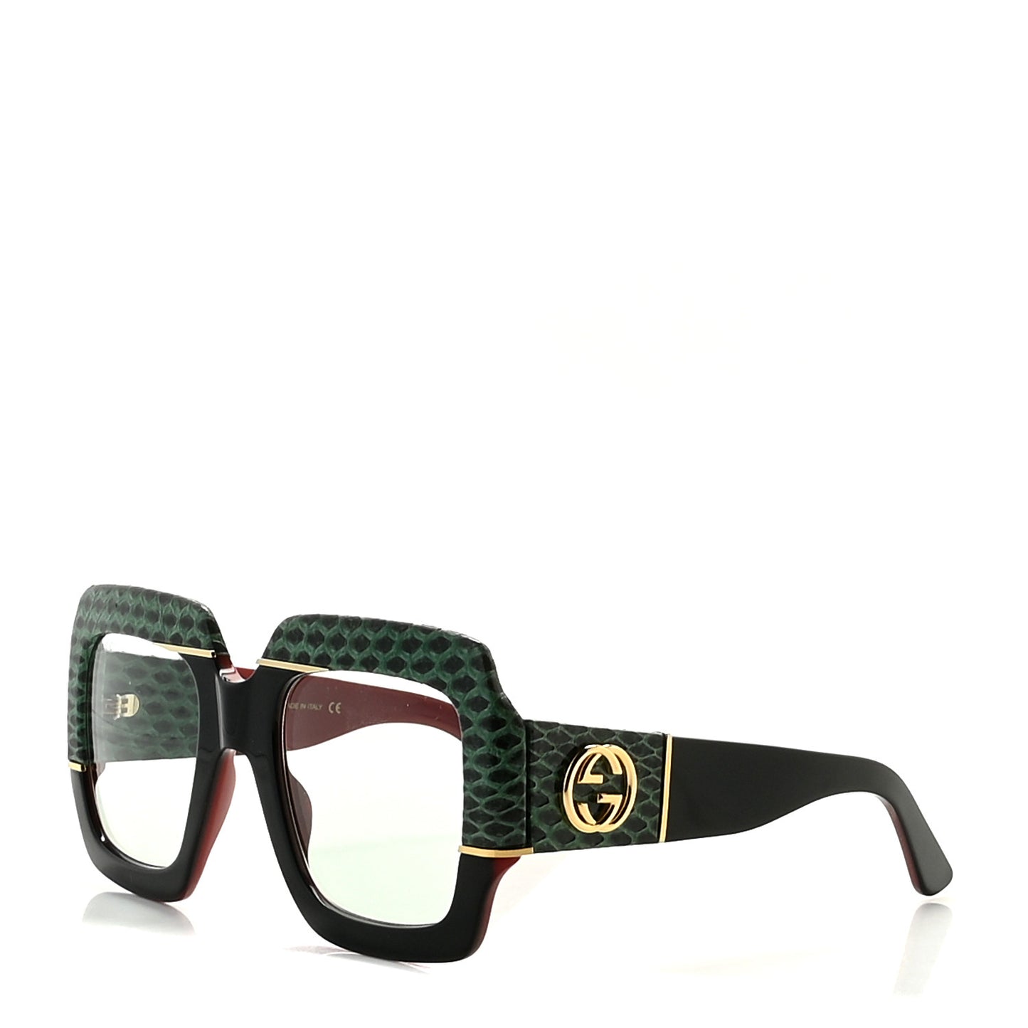 Snakeskin Acetate Square Sunglasses GG0484S Light Blue Black