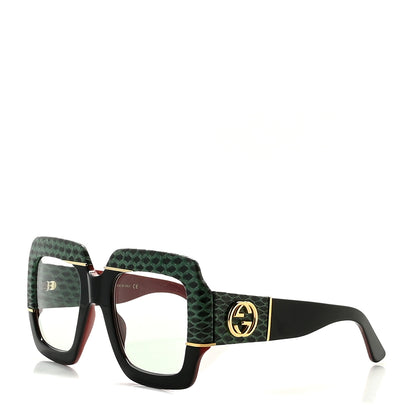 Gucci Snakeskin Acetate Square Sunglasses GG0484S Light Blue Black 1 of 8