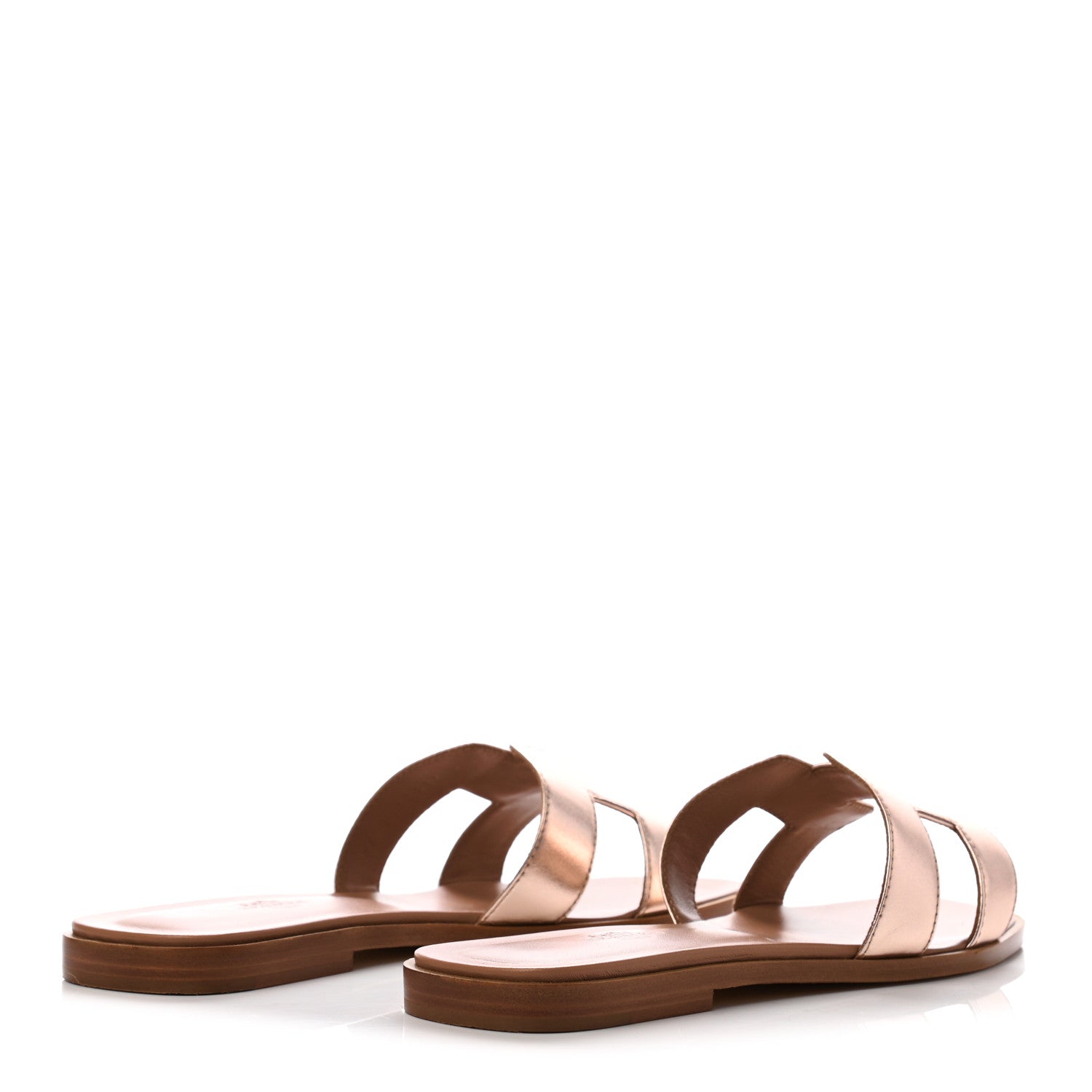 Hermes Metallic Nappa Oran Sandals 38.5 Rose Dore 4 of 10