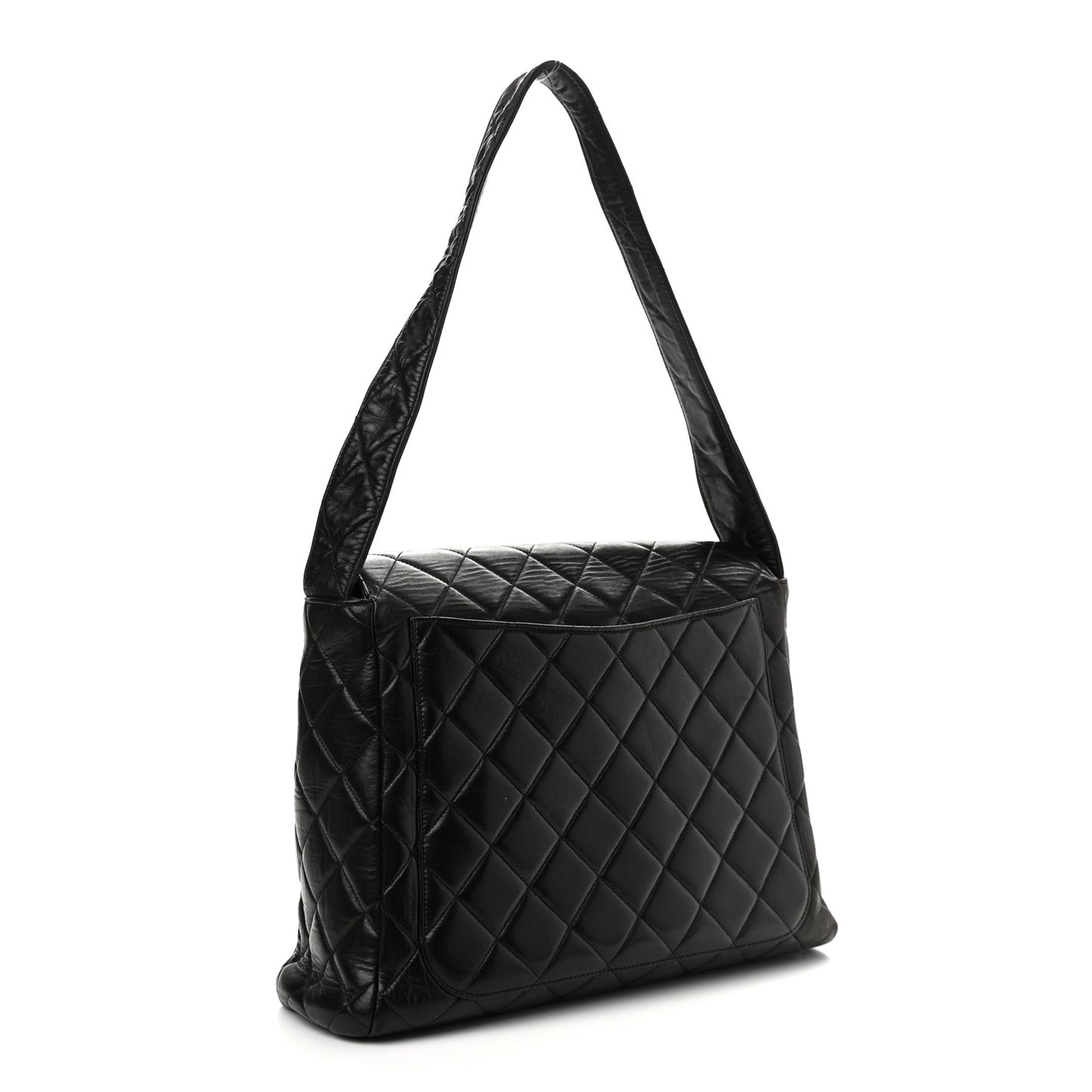 Lambskin Quilted CC Flap Shoulder Bag Black