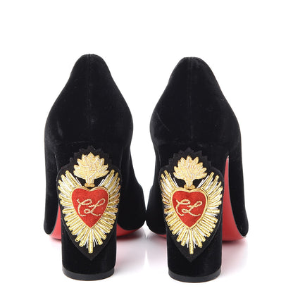 Christian Louboutin Velvet Cadrilla Corazon 100 Pumps 37.5 Black 9 of 9