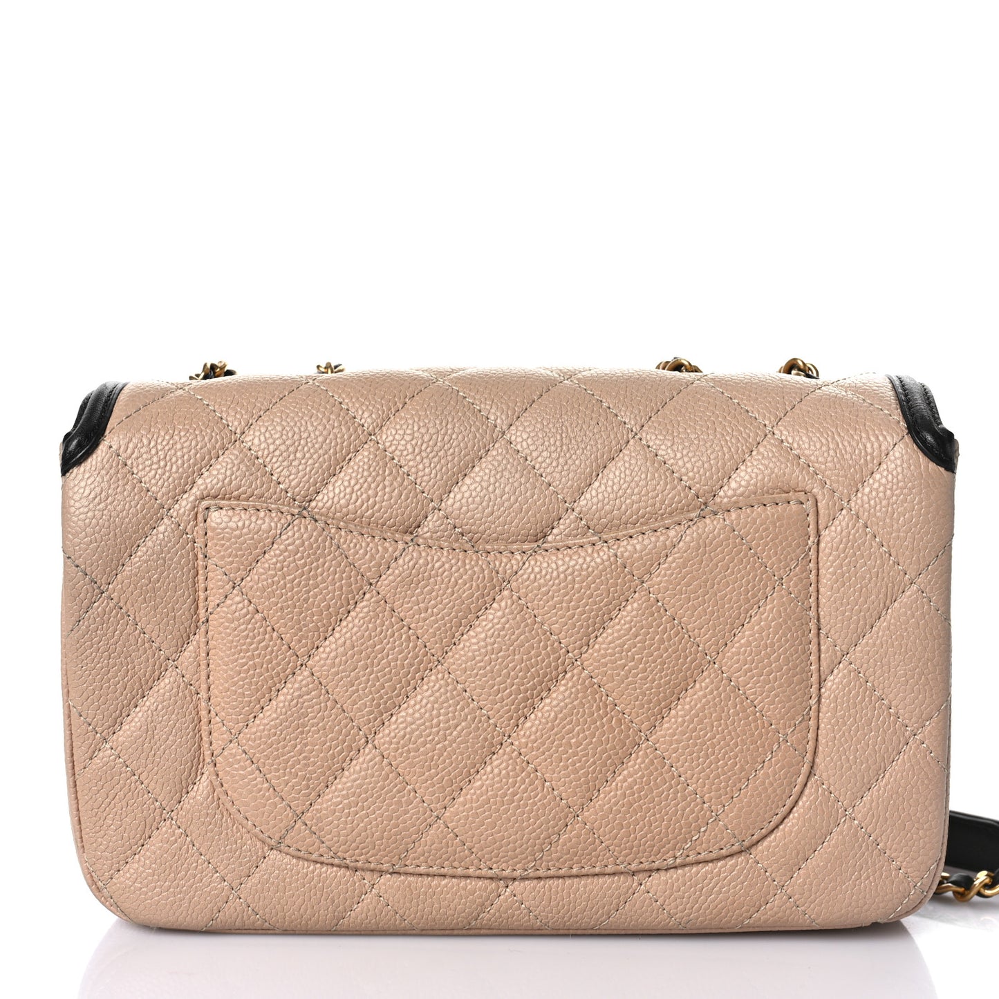 Caviar Quilted Small CC Filigree Flap Beige Black