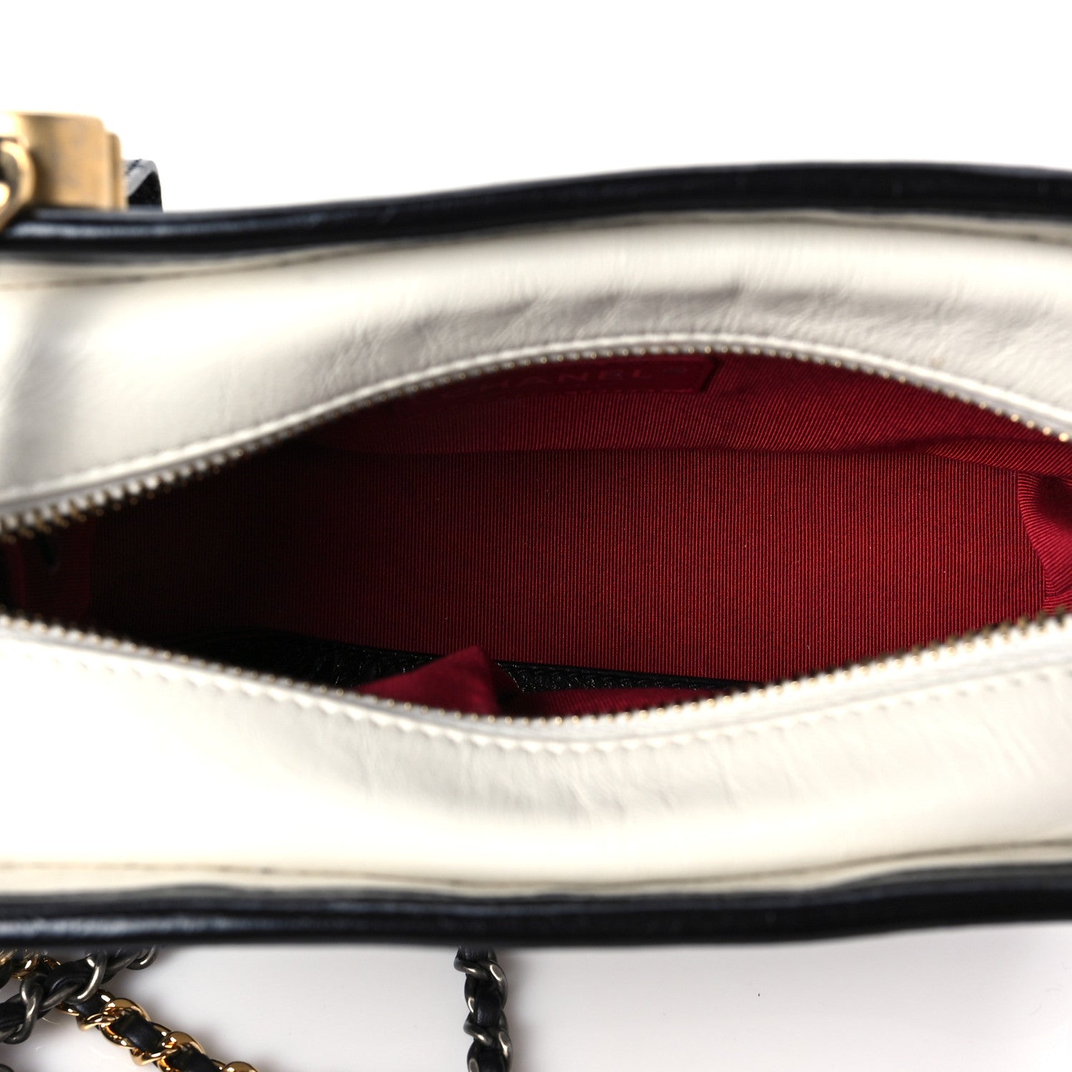 Chanel Aged Calfskin Quilted Small Gabrielle Hobo Black White 5 of 8