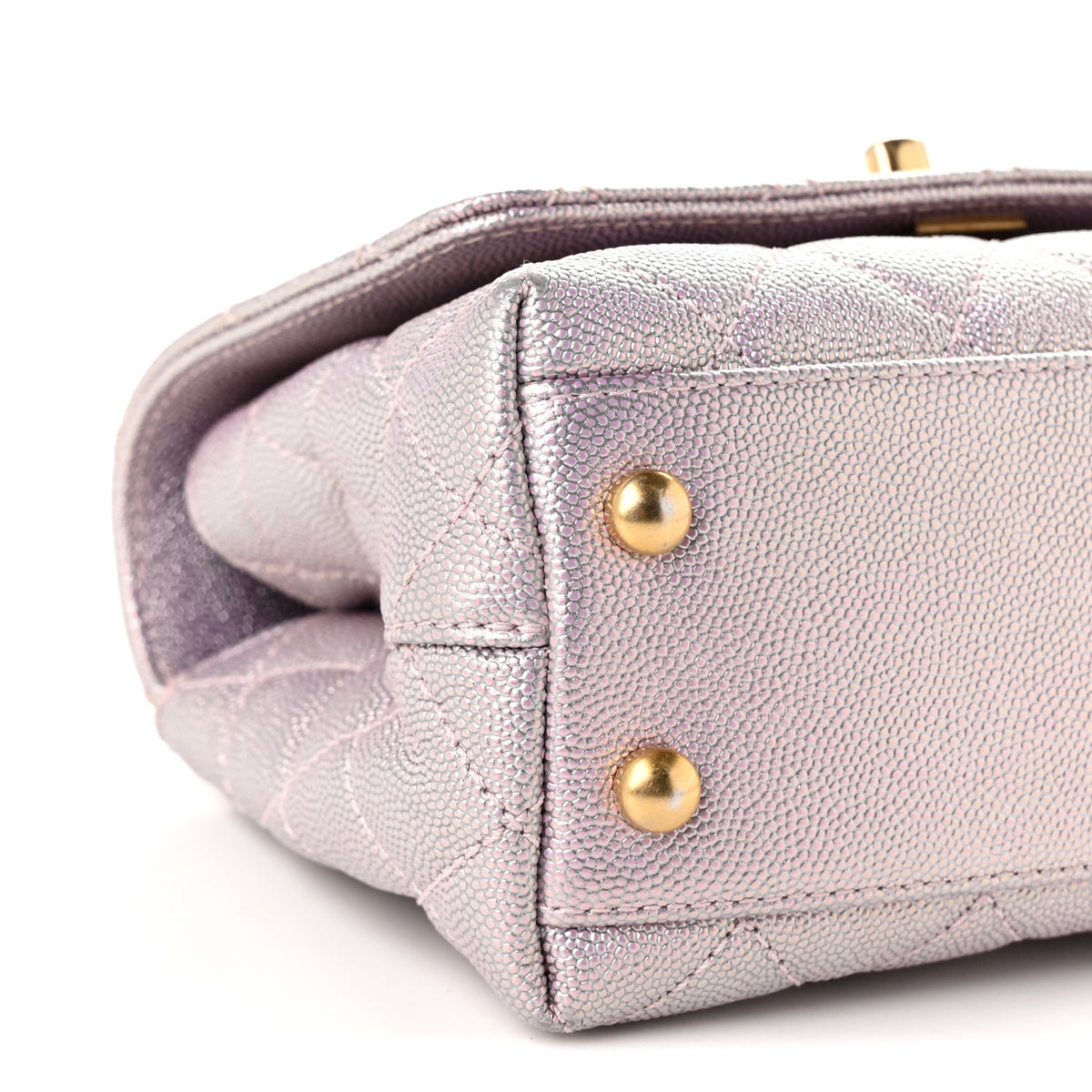 Chanel Metallic Caviar Quilted Extra Mini Coco Handle Flap Light Pink 9 of 10