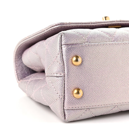 Chanel Metallic Caviar Quilted Extra Mini Coco Handle Flap Light Pink 9 of 10