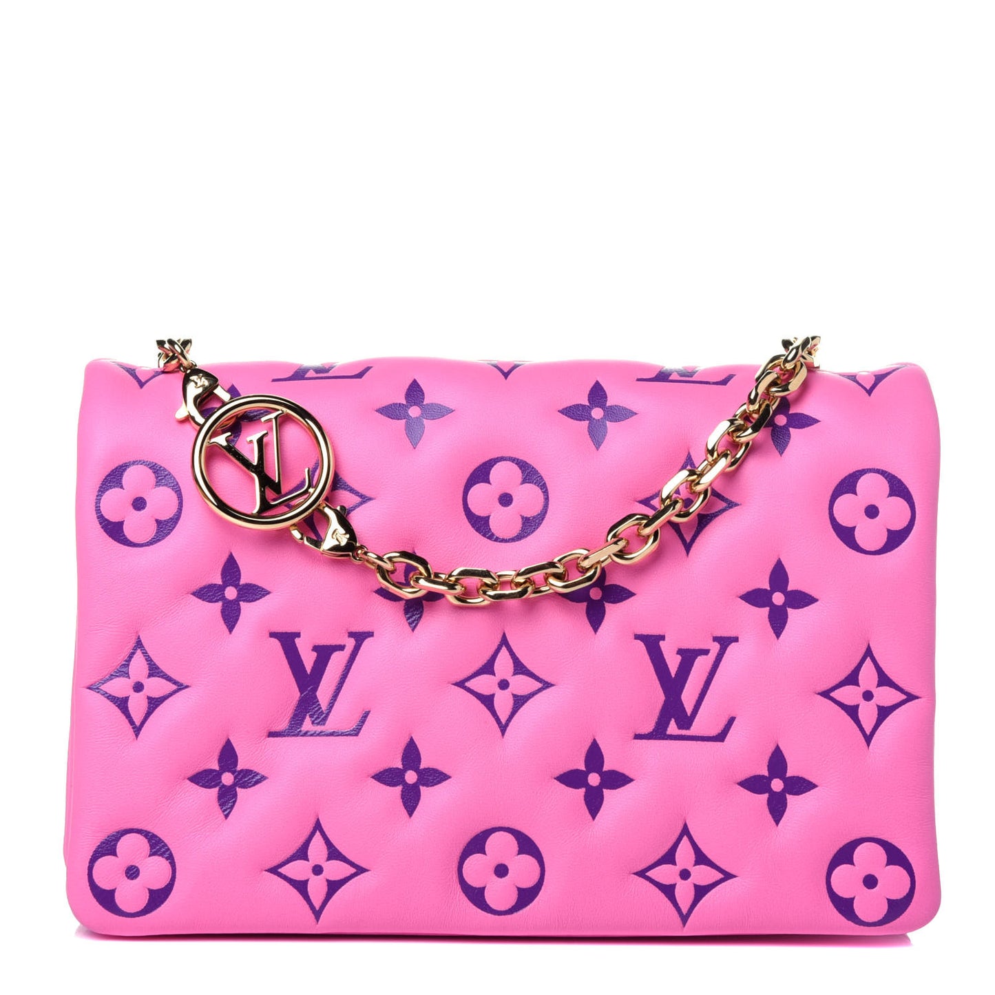 Lambskin Embossed Monogram Vuittamins Pochette Coussin Rose Violet