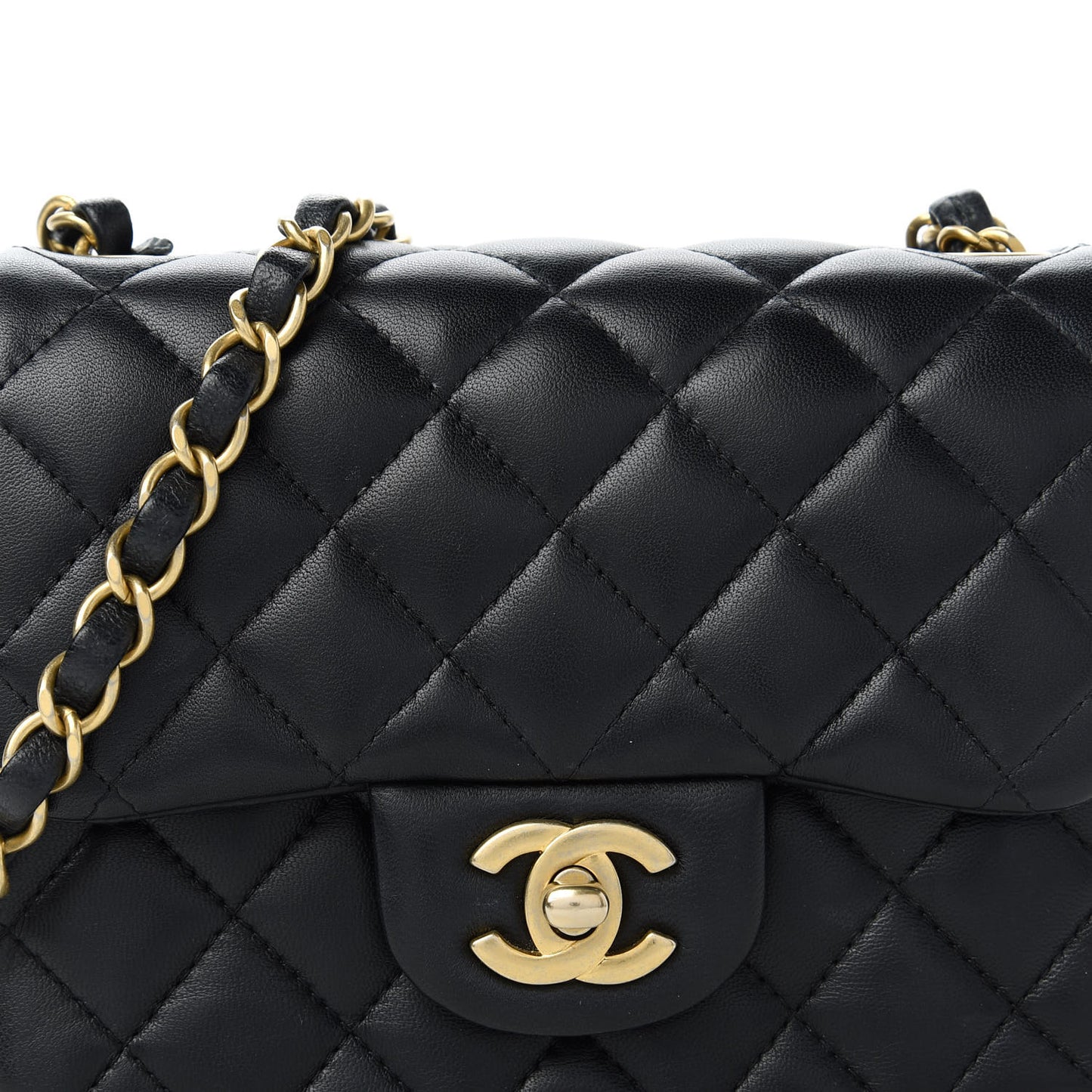 Lambskin Quilted Mini Square Flap Black