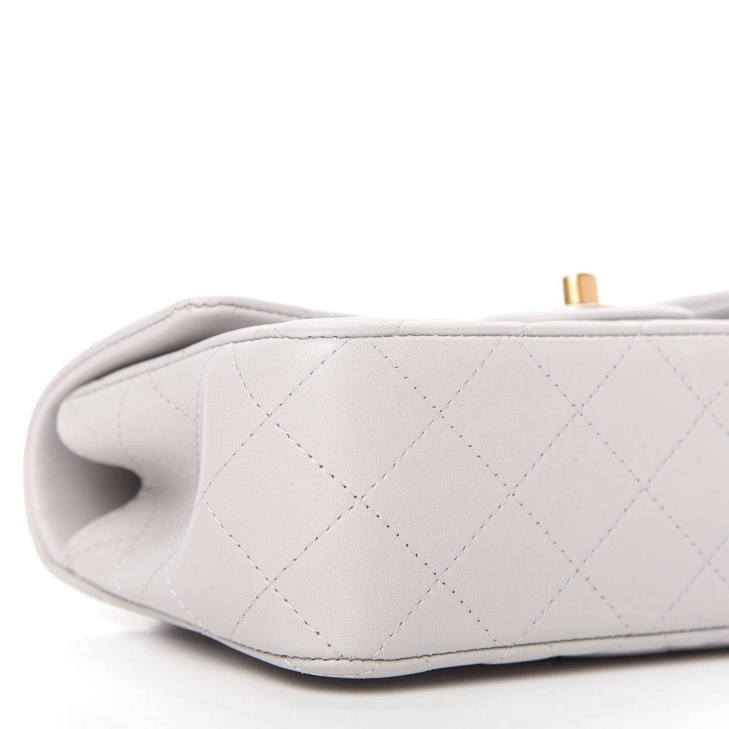 Lambskin Quilted Mini Top Handle Rectangular Flap Grey