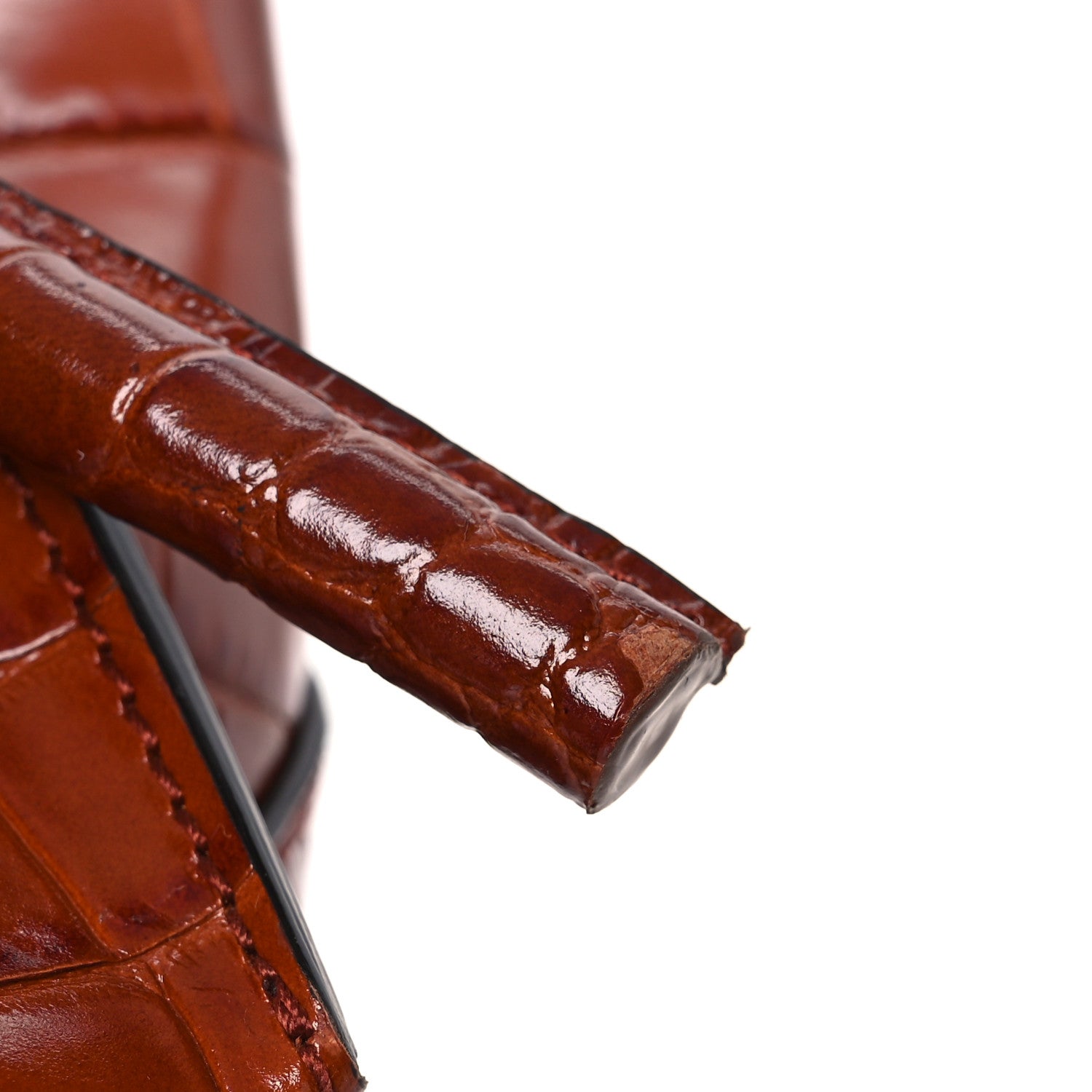 Proenza Schouler Calfskin Crocodile Embossed Small Pipe Bag Chestnut 14 of 16