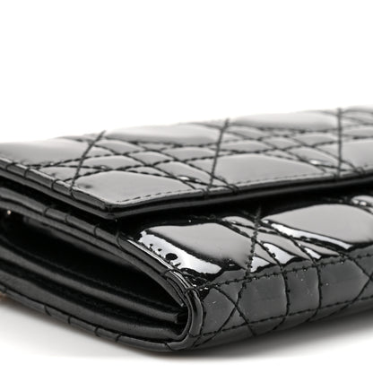 Christian Dior Patent Lambskin Cannage Lady Dior Rendezvous Wallet On Chain Black 12 of 12