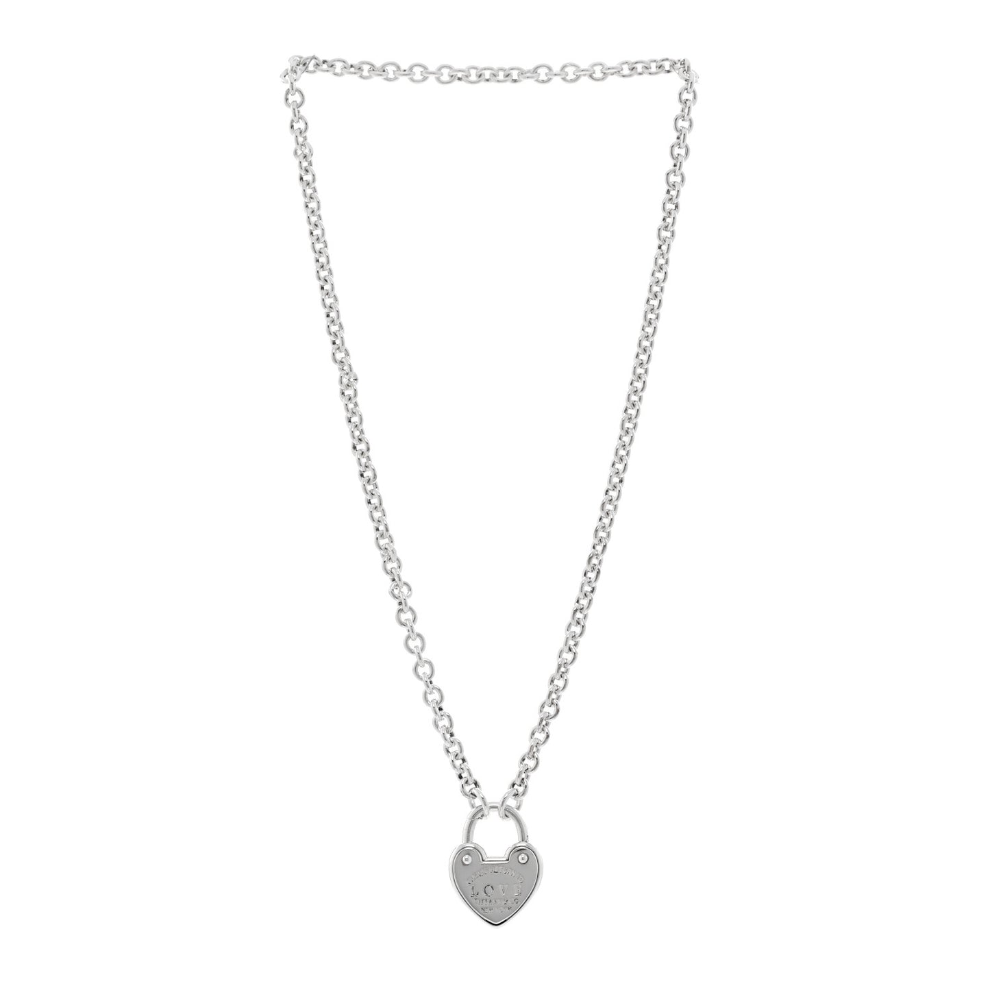 Sterling Silver Return To Tiffany Love Heart Lock Pendant Necklace