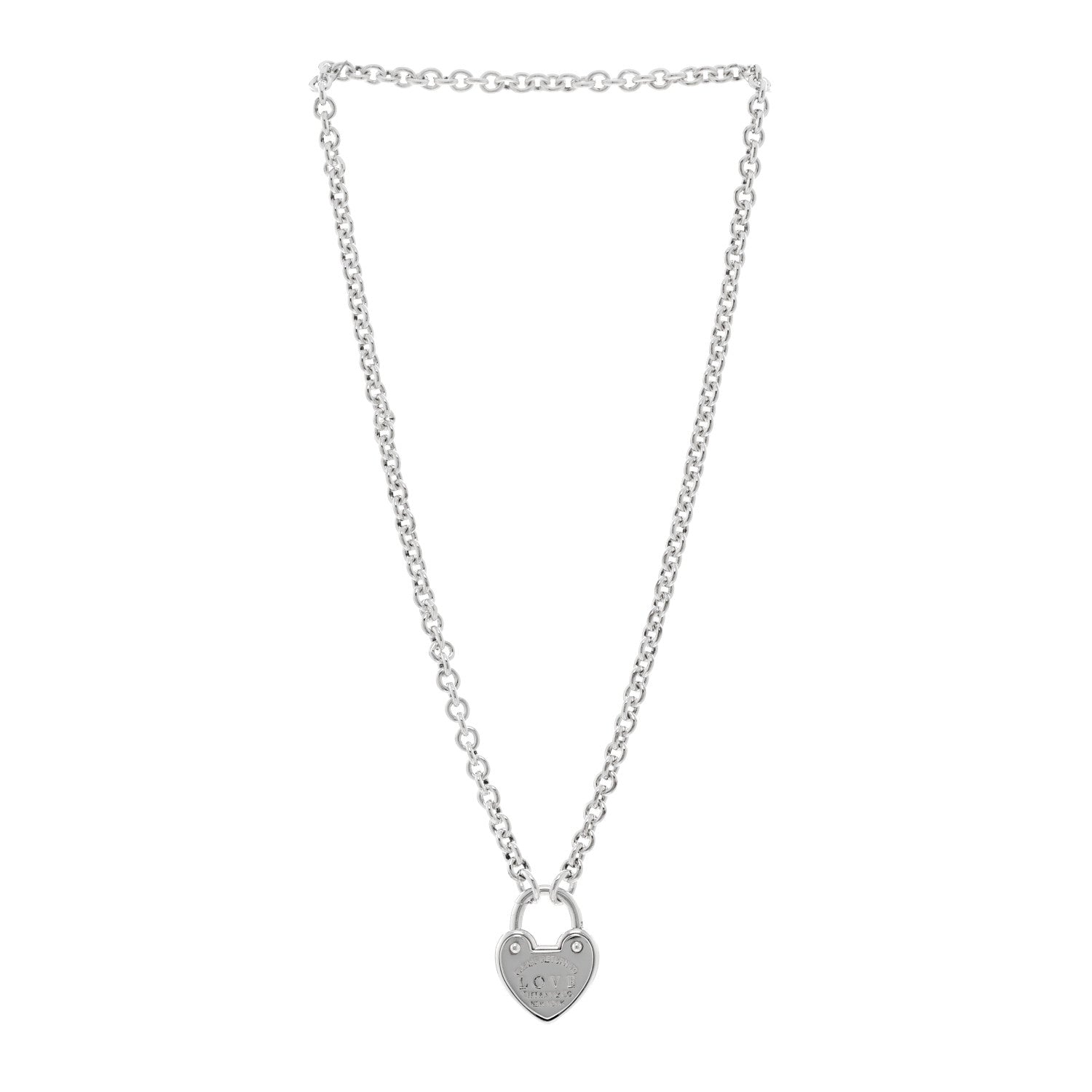 Tiffany Sterling Silver Return To Tiffany Love Heart Lock Pendant Necklace 3 of 4