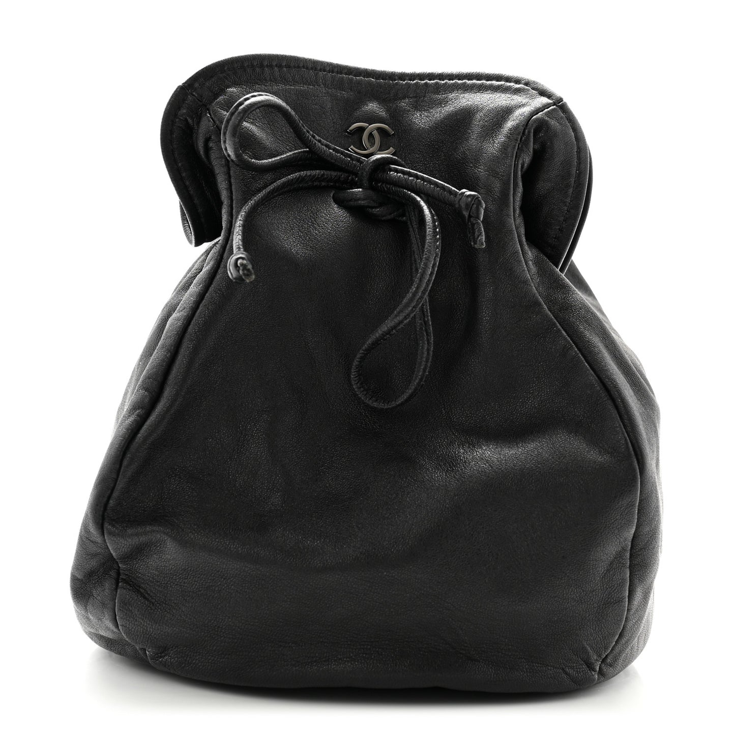 Lambskin Drawstring Bag Black