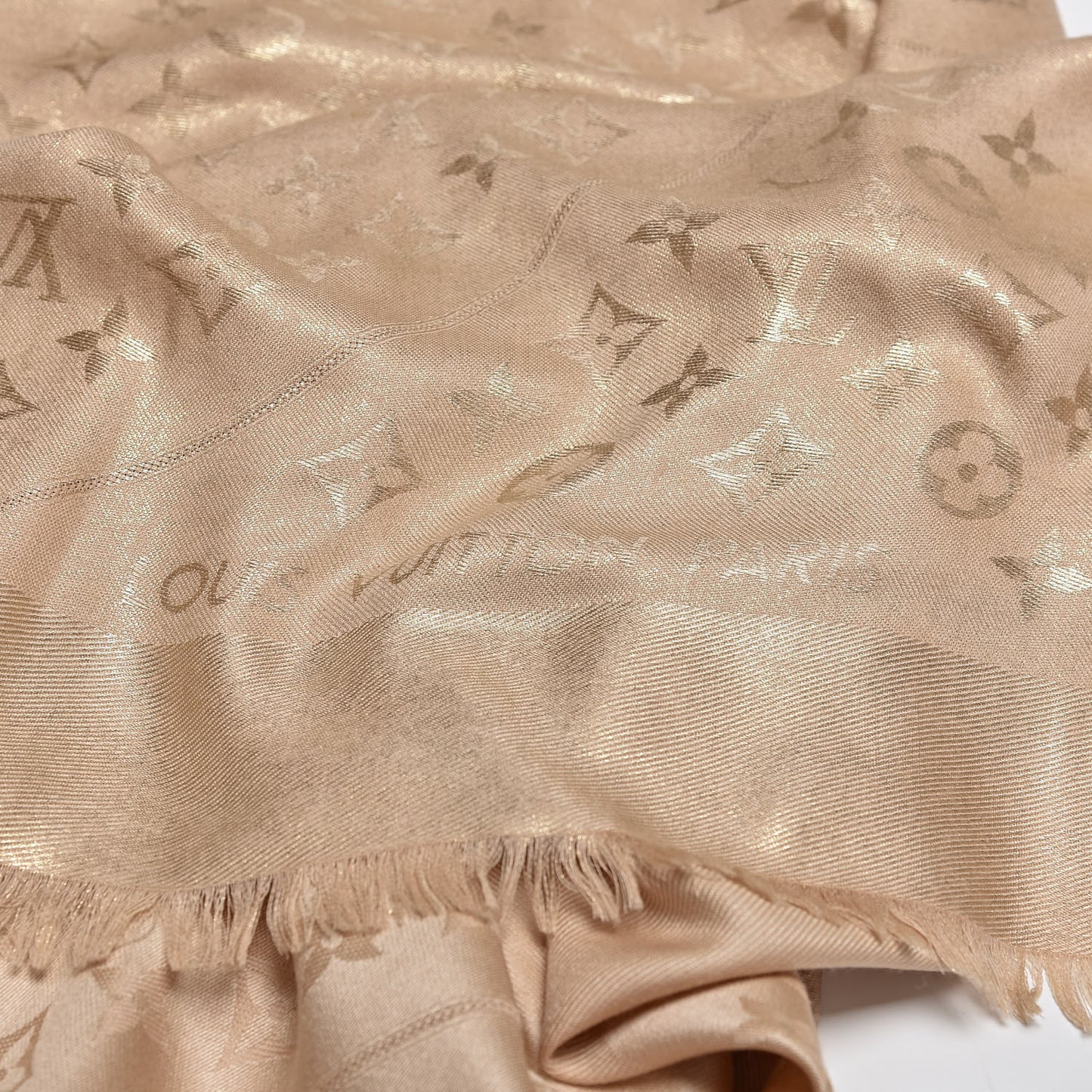 Silk Wool Monogram Rock Shawl Gold