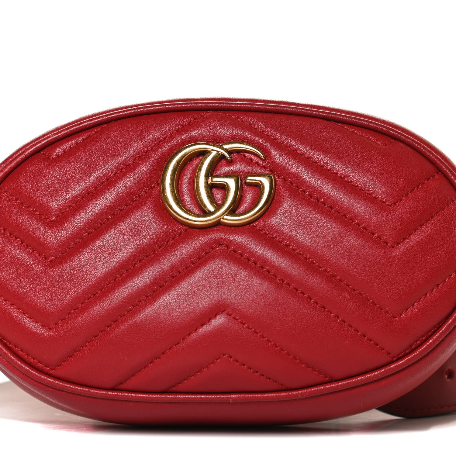 Gucci Calfskin Matelasse GG Marmont Belt Bag 85 34 Hibiscus Red 9 of 17