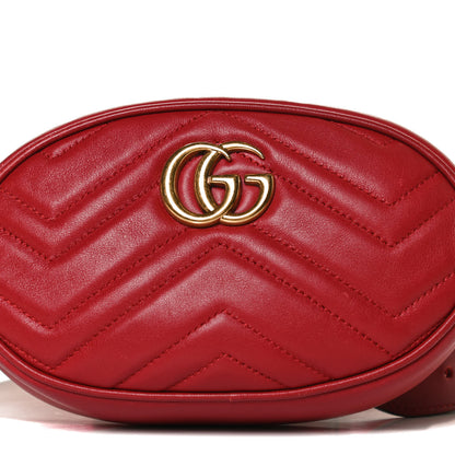 Gucci Calfskin Matelasse GG Marmont Belt Bag 85 34 Hibiscus Red 9 of 17
