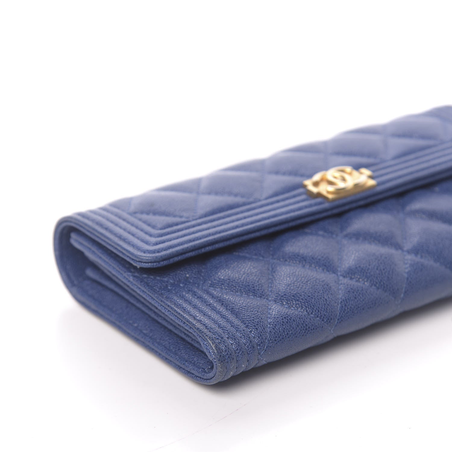 Chanel Caviar Quilted Boy Flap Wallet Blue 9 of 13